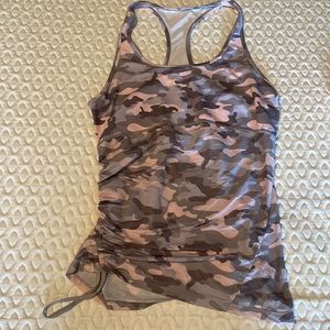 Fabletics pink camo tank top loose fit with side tie